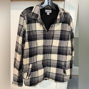 Carhartt plaid flannel jacket with warm fleece liner! Size L 12/14